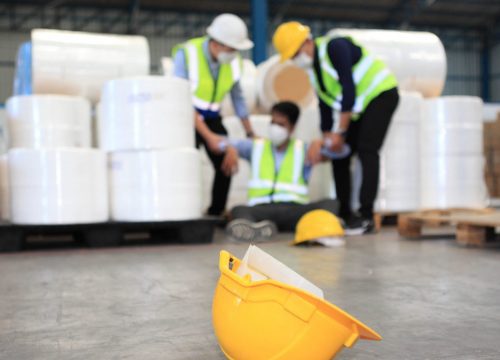 Warehouse worker in a workplace accident