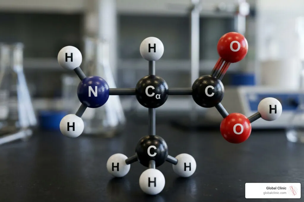 Ball-and-stick model of an amino acid molecule
