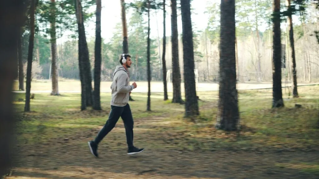 An active adult enjoying outdoor exercise with high energy
